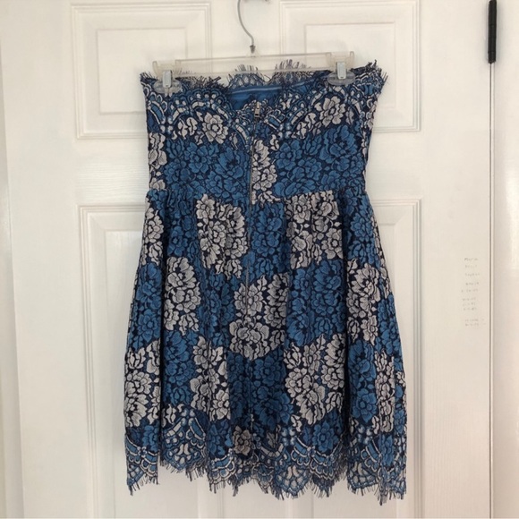 NBD Revolve Daimilee Strapless Blue Lace Dress - Picture 7 of 14